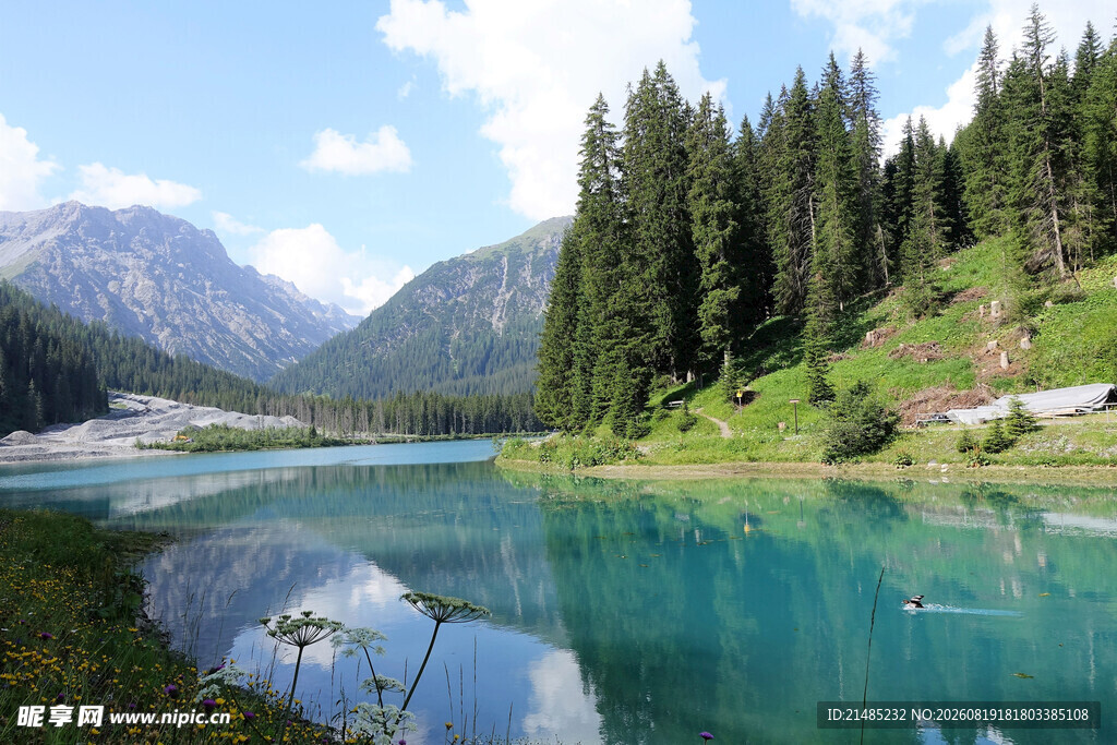 山间碧湖美景