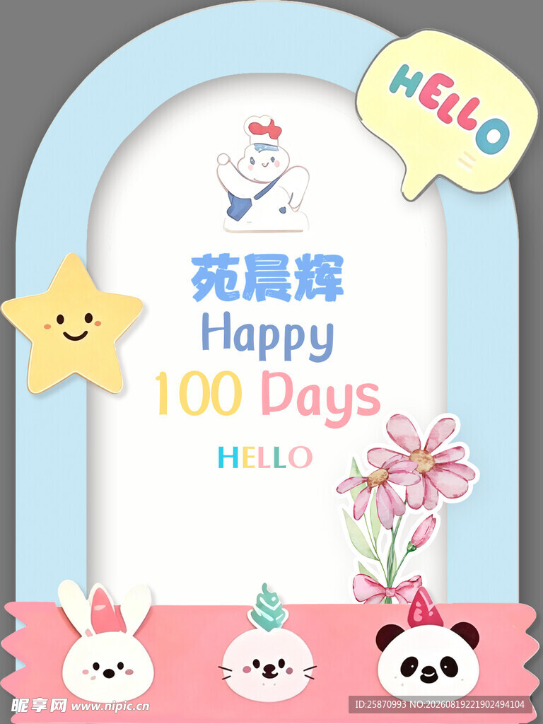 宝宝百日宴装饰布置图水牌