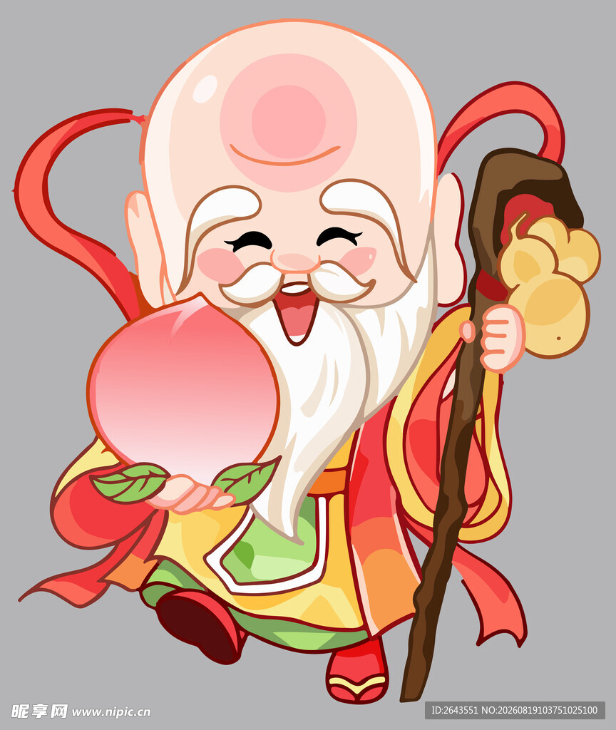 寿星公形象新年财神卡通