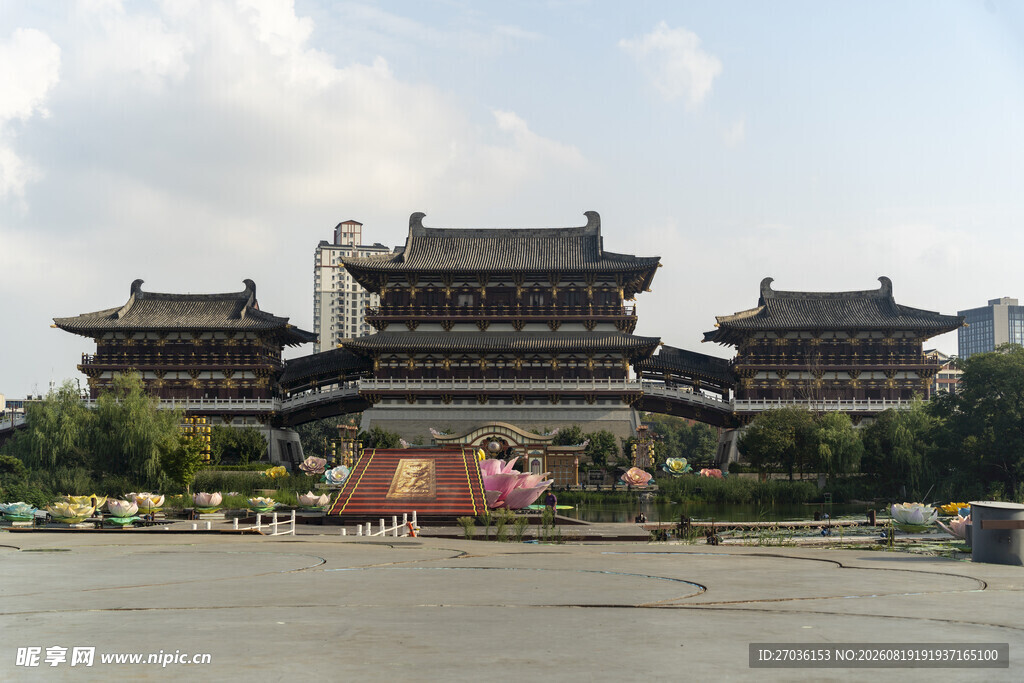 洛阳九洲池古城楼建筑景观