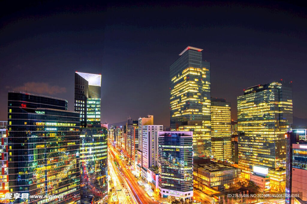 繁华都市夜景璀璨灯火