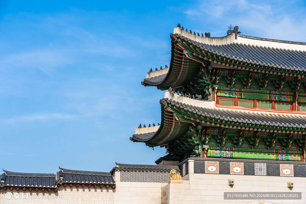 韩国传统宫殿建筑一角
