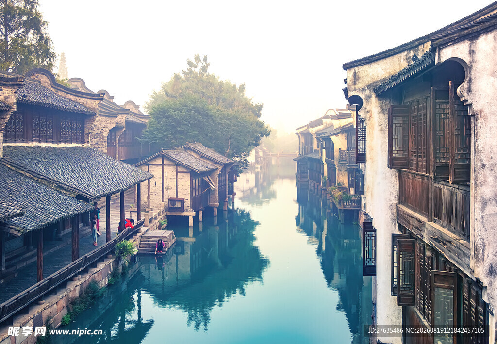 江南水乡古巷河道美景