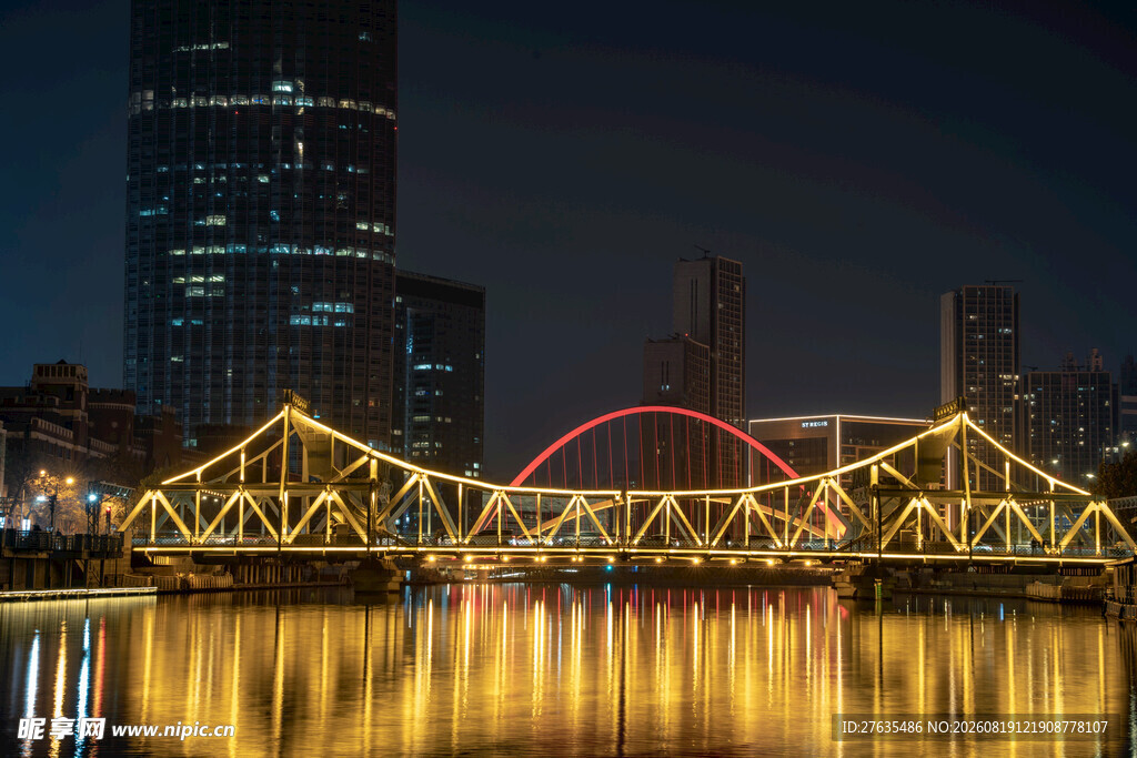 城市夜景桥梁璀璨灯光秀