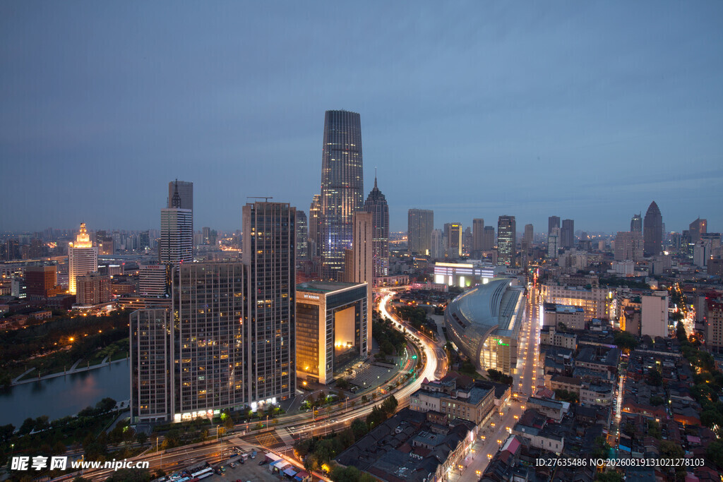 上海城市天际线夜景风光
