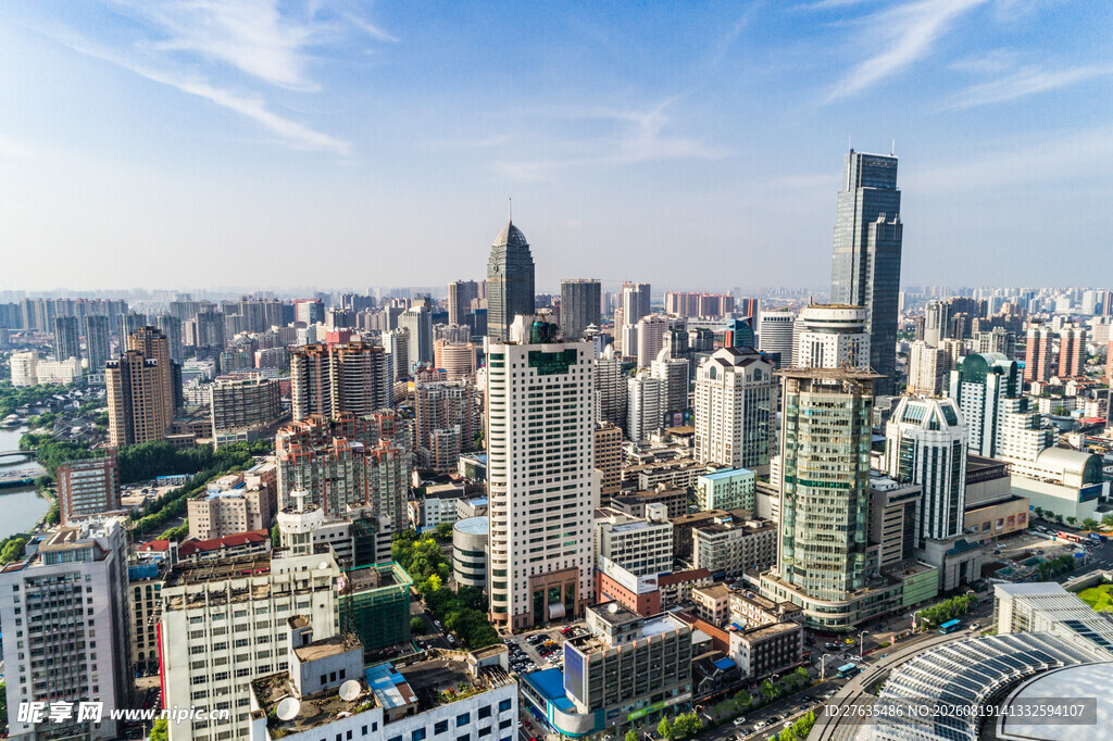 上海城市天际线俯瞰景观