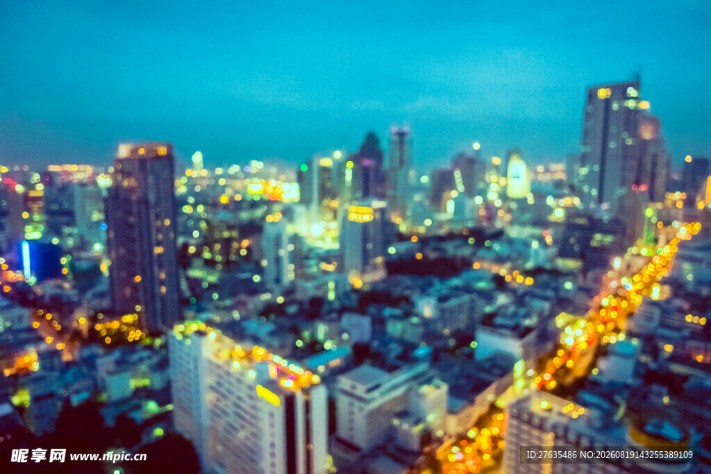 繁华都市夜景俯瞰