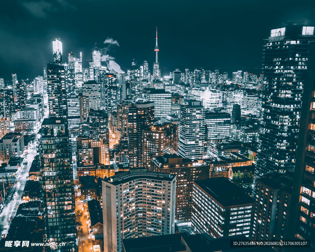 繁华都市夜景俯瞰