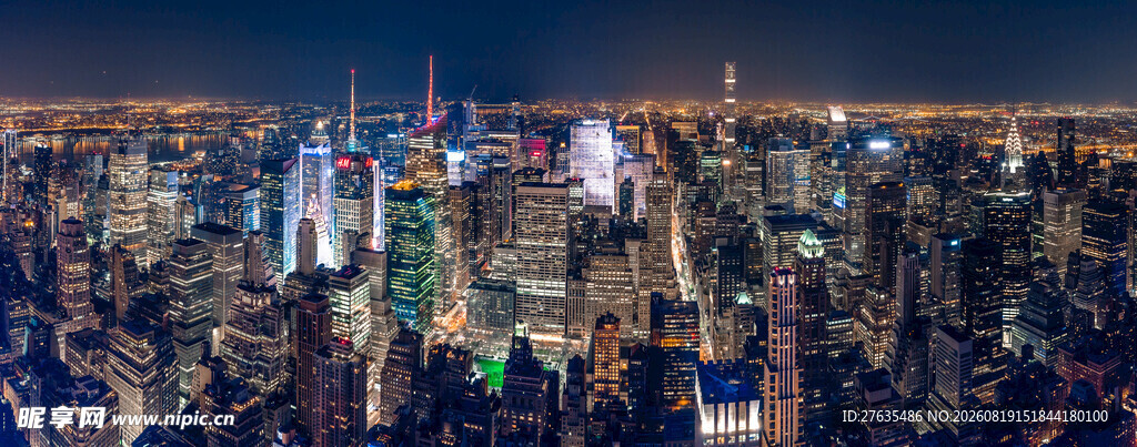纽约璀璨夜景俯瞰图