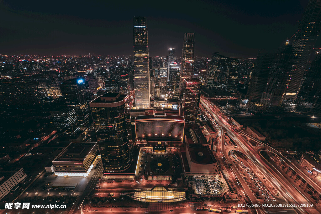 繁华都市夜景俯瞰
