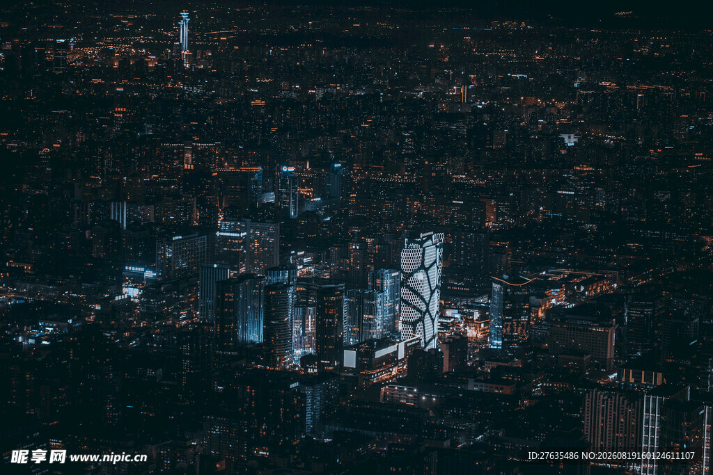 城市璀璨夜景俯瞰图
