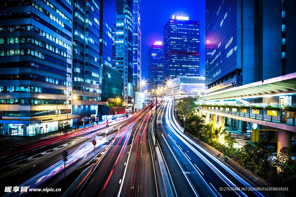 都市夜景车流绚丽画面