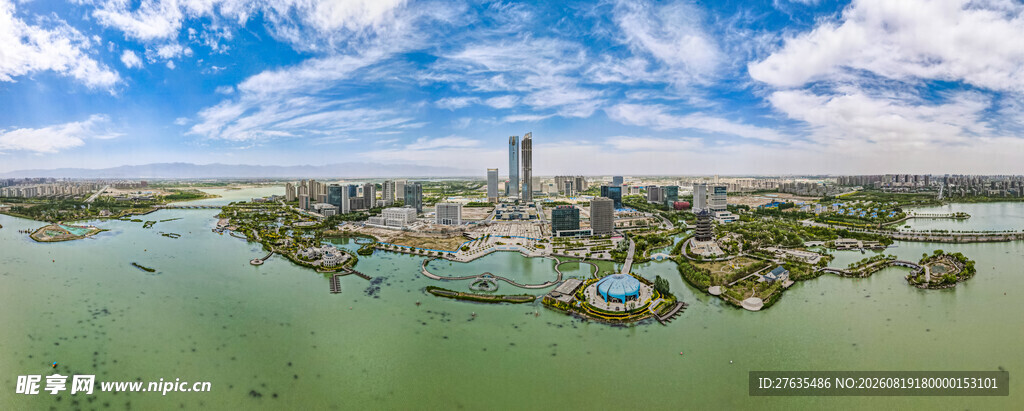 城市滨水风光全景图