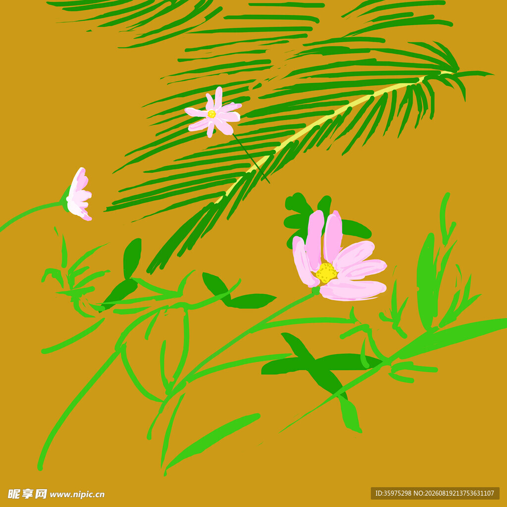 绿色植物花朵背景图