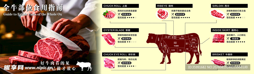 牛分割肉部解析海报