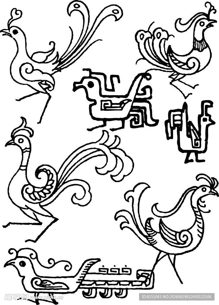 传统风格鸟类图案设计
