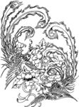 传统凤凰图案手绘线条画
