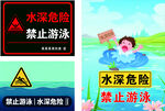 水深危险禁止游泳警示图