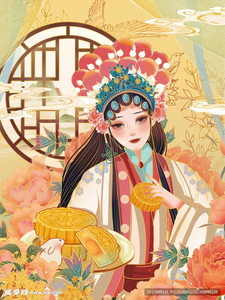中秋国潮插画         
