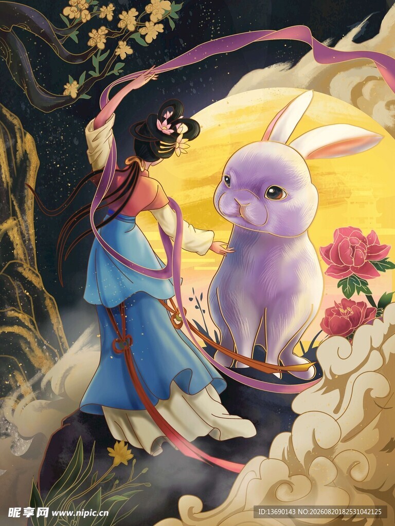 中秋国潮插画         