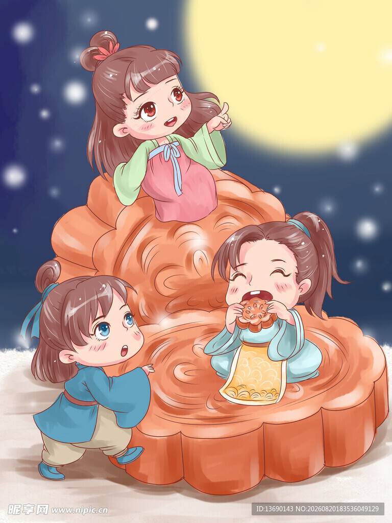 中秋国潮插画         