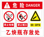 乙炔瓶存放处安全警示