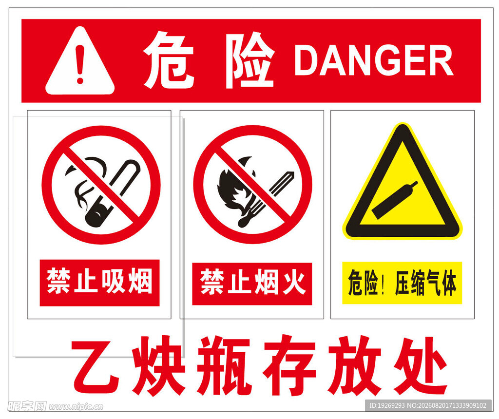 乙炔瓶存放处安全警示