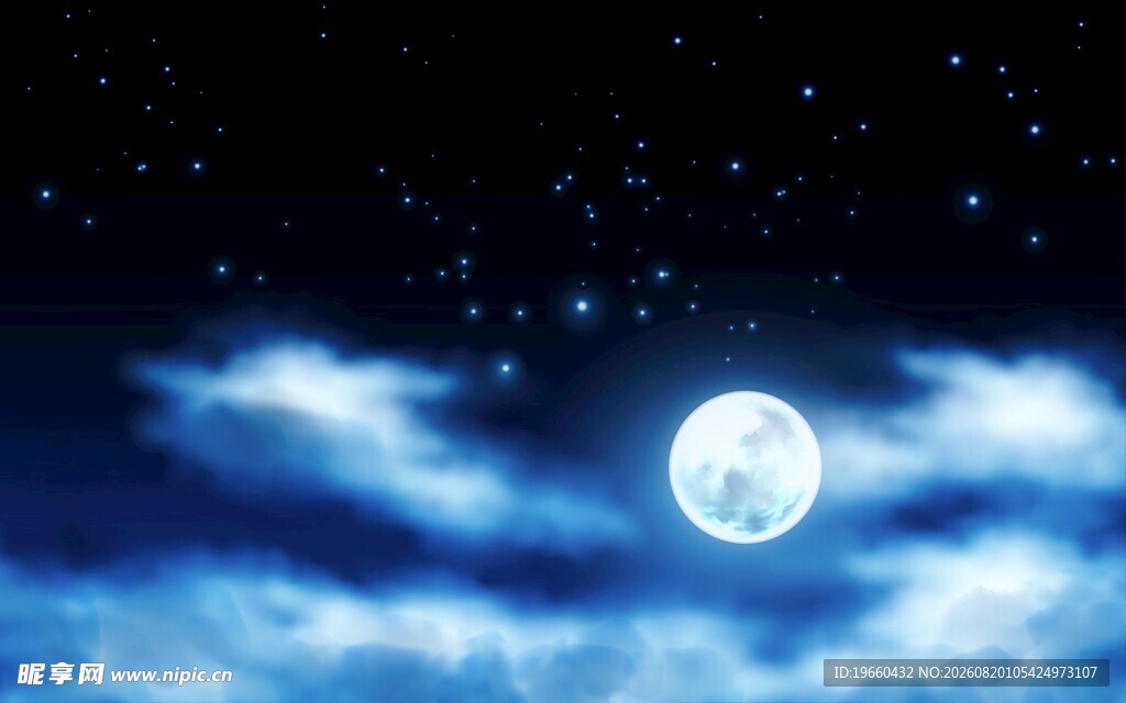 月夜星空插画