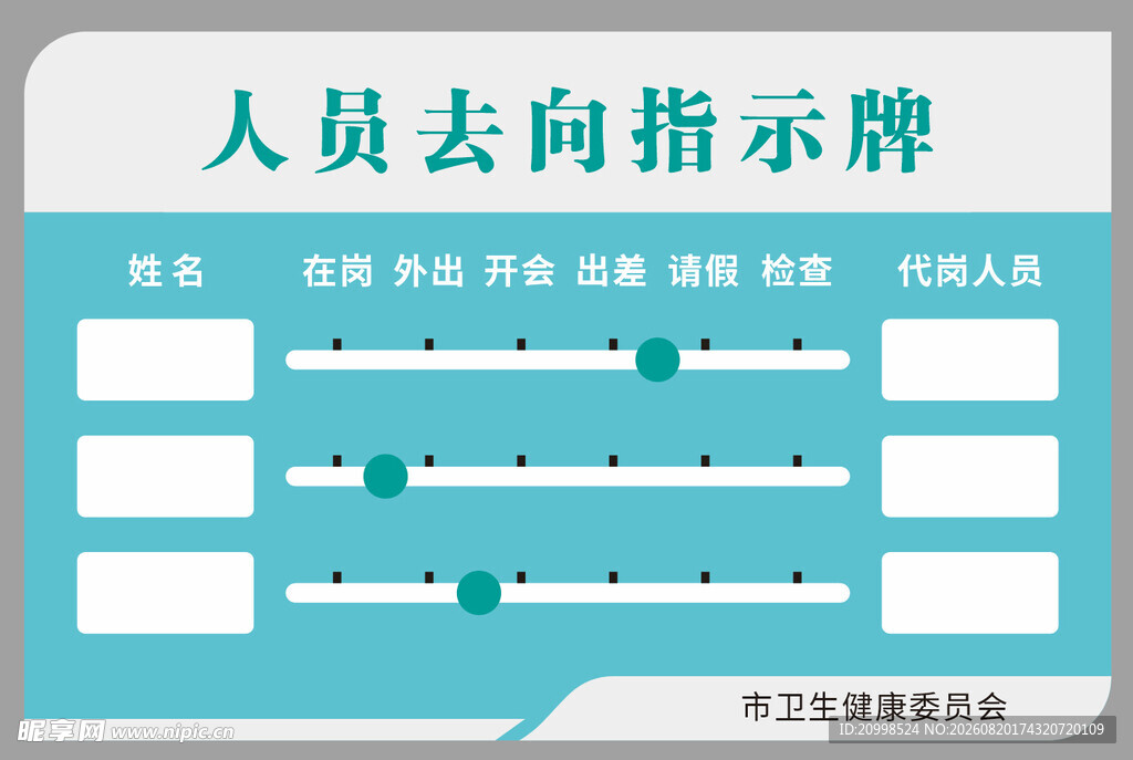 人员去向牌