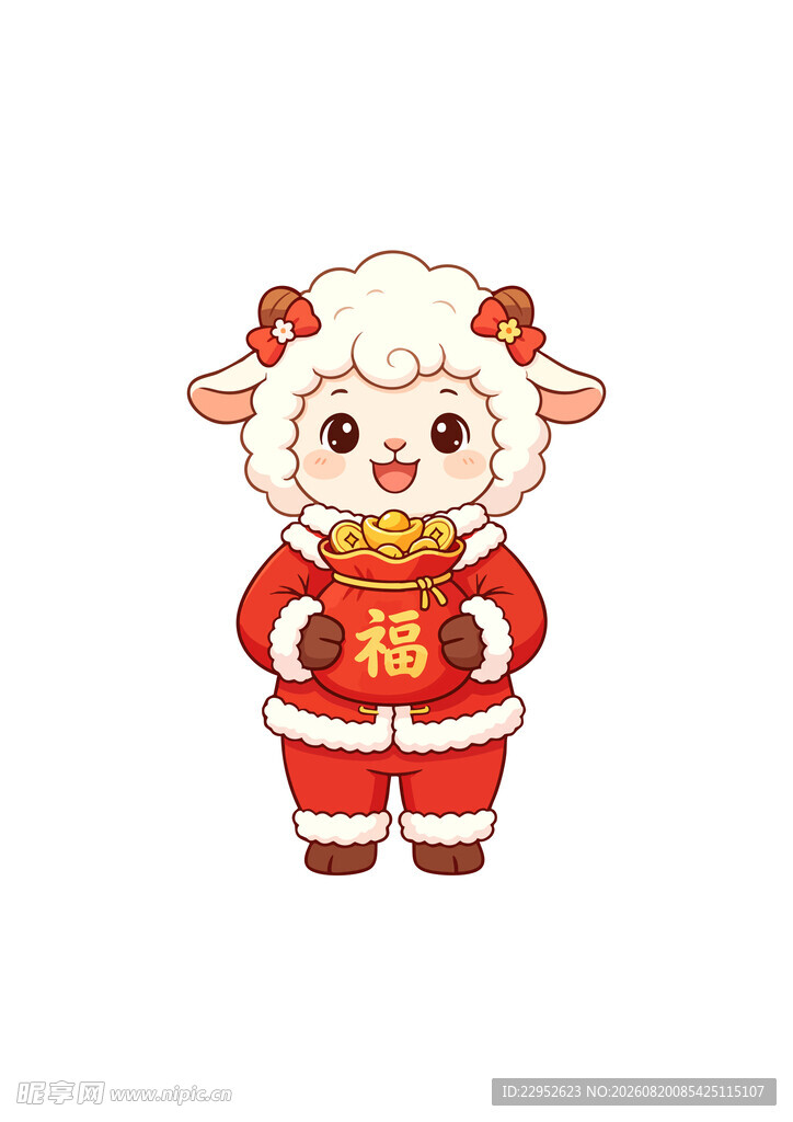 祥羊送福春节卡通免抠元素