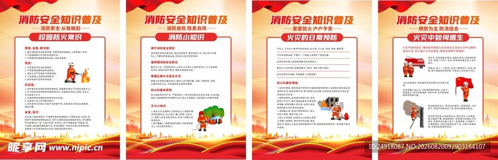 消防安全预防火灾知识展板海报