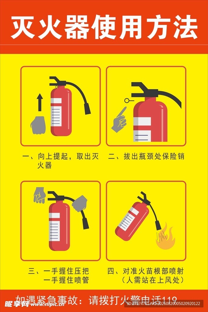 灭火器使用步骤图示