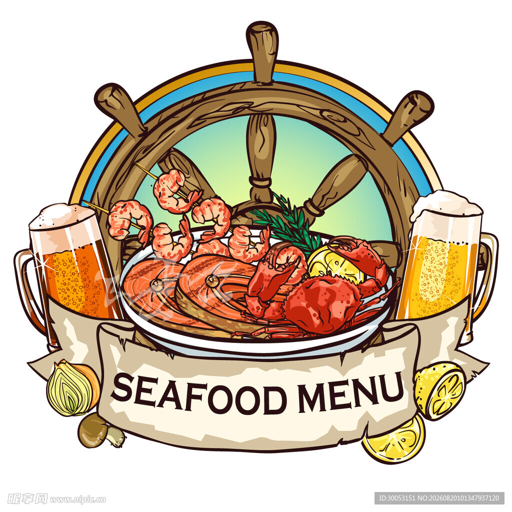 海鲜菜单插画