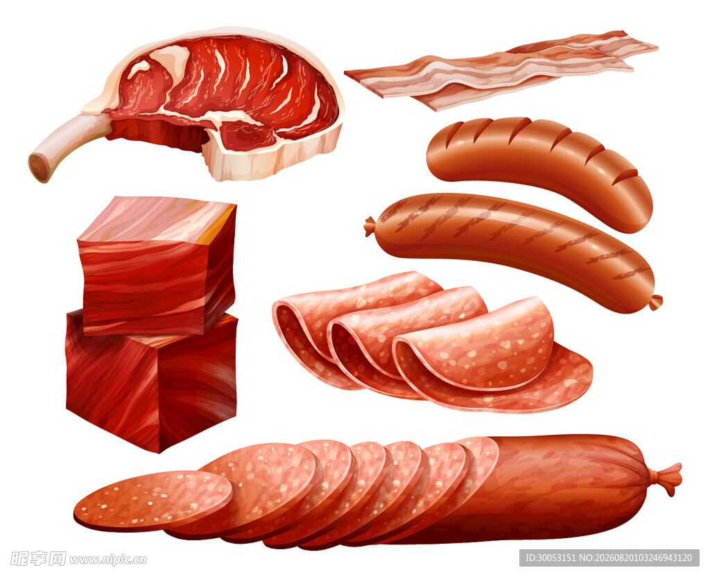 多样肉类切片展示