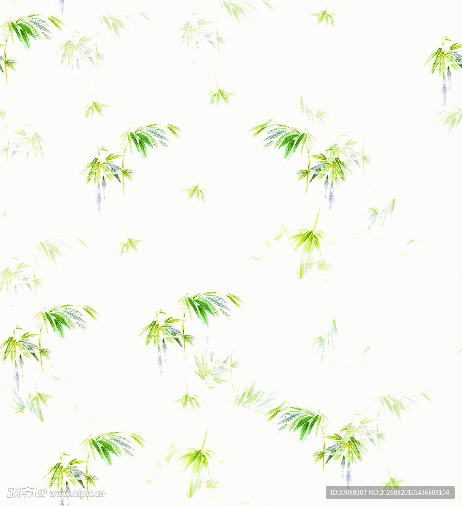 清新绿叶无缝背景图案 碎花