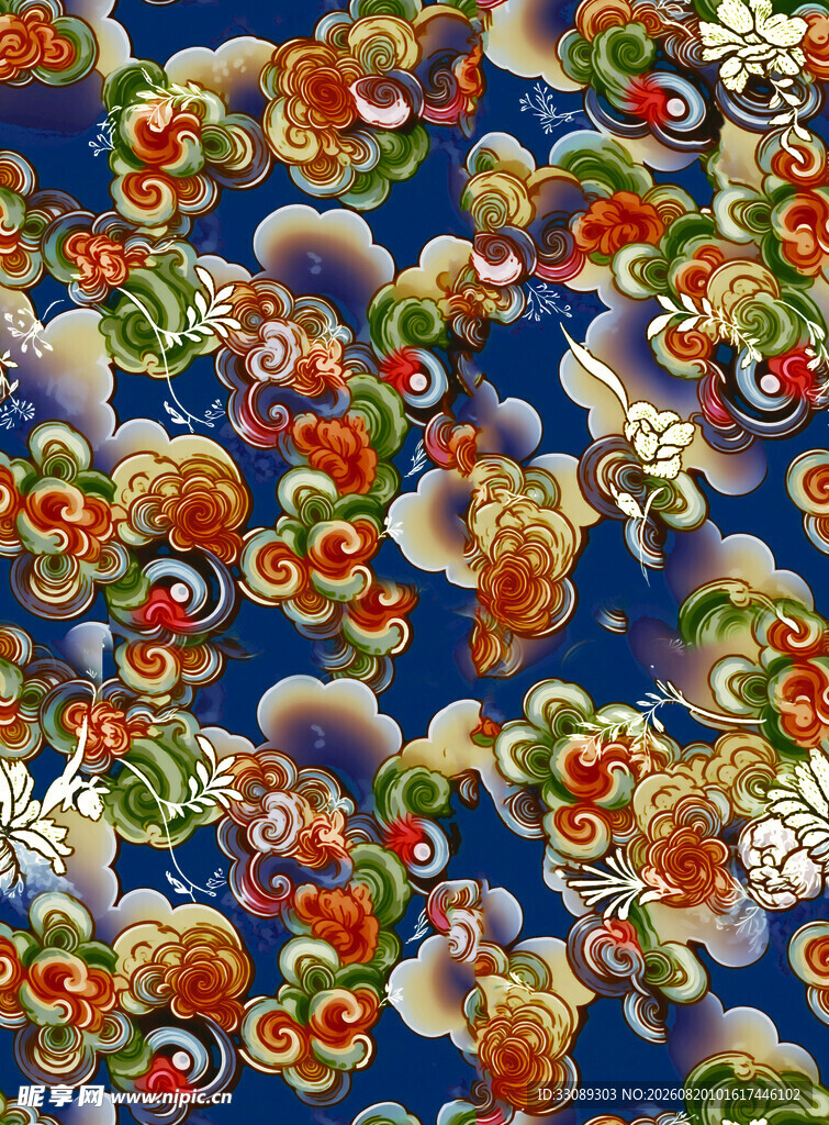 传统中式花卉图案布料 碎花