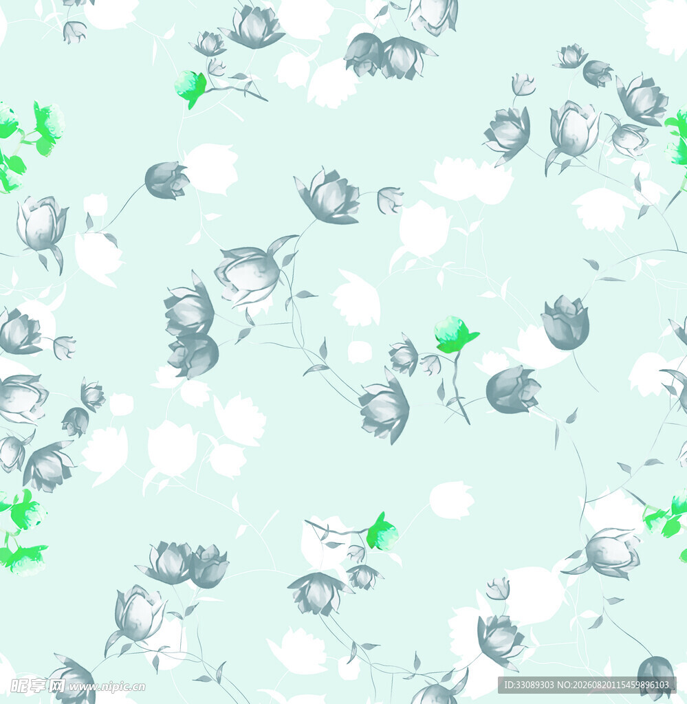 清新花卉图案背景 碎花