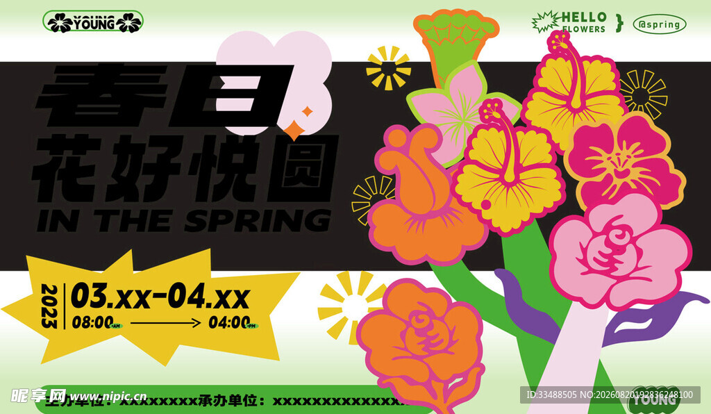 多彩花卉促销展示画面