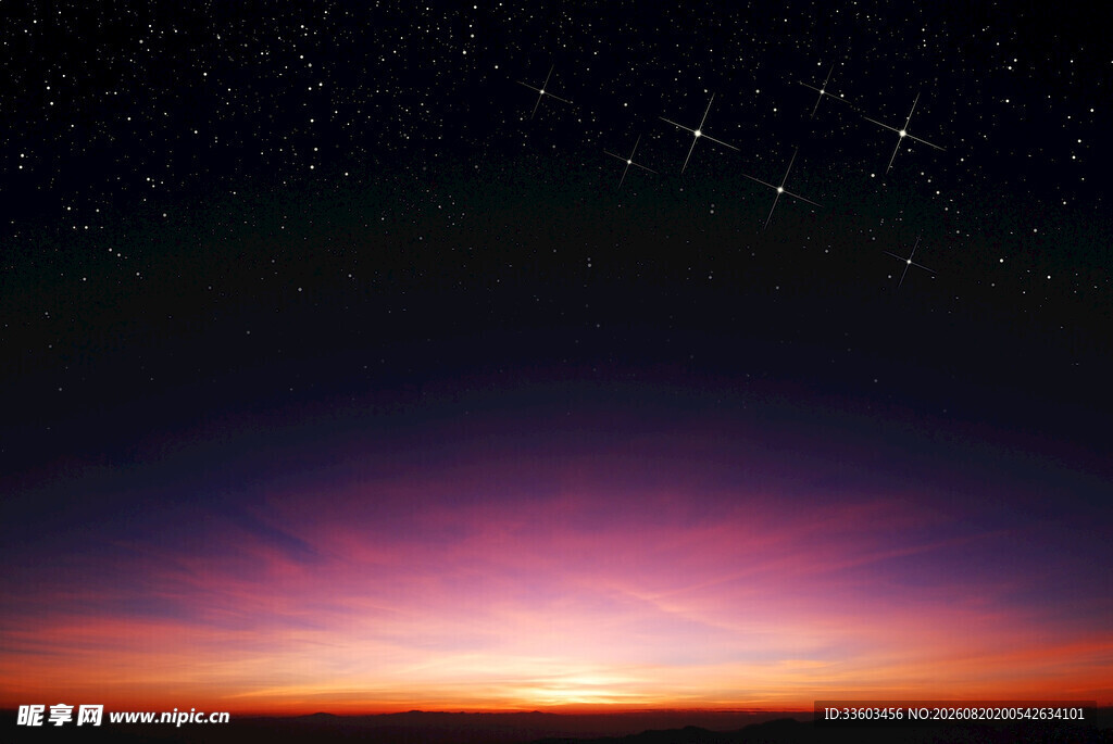 日出时分的绚烂星空