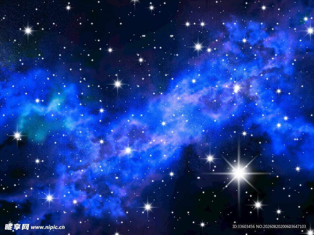 梦幻蓝色星系星空景象