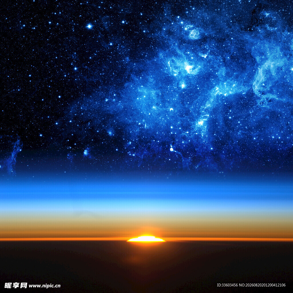 日出星空交映的壮丽景象