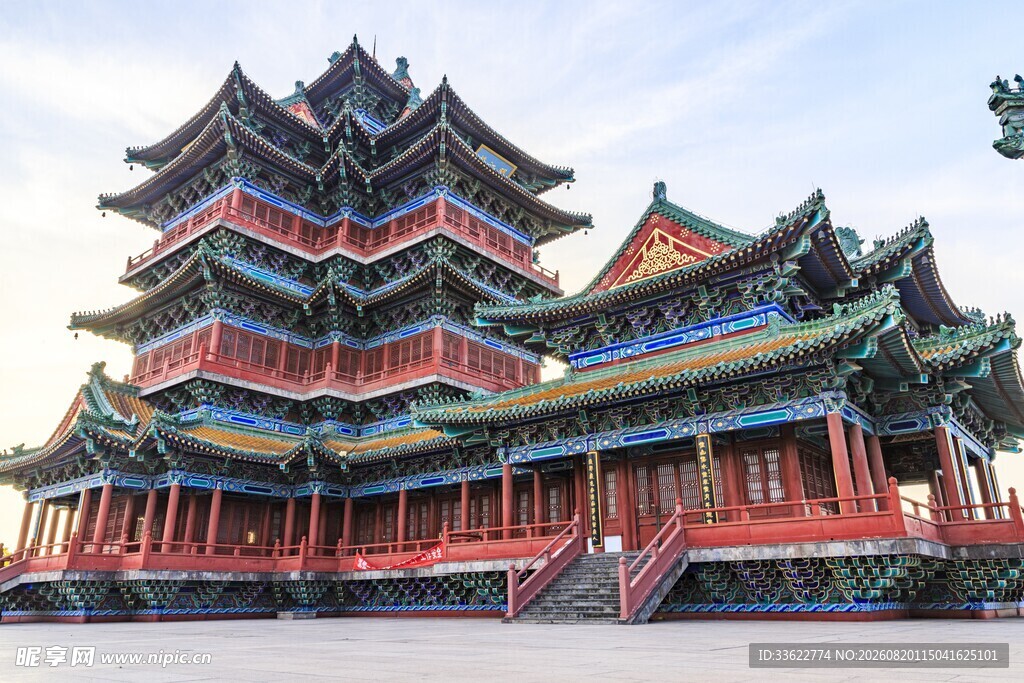 中式古建筑塔楼景观