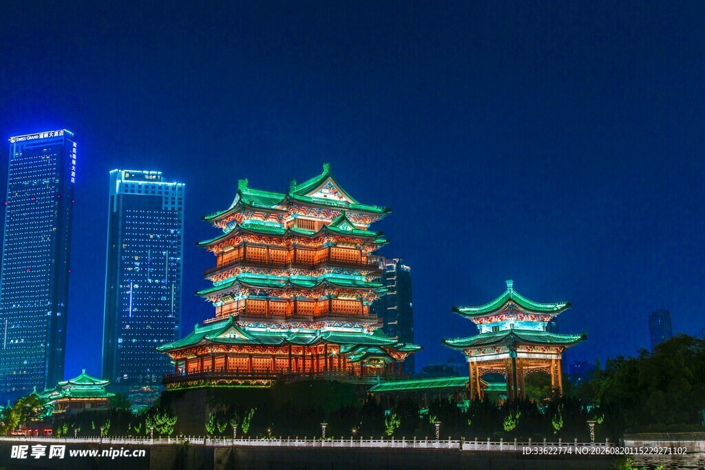南昌地标滕王阁夜景