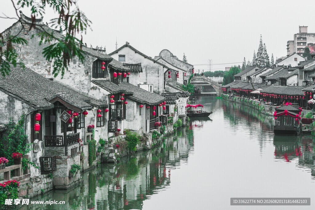 江南水乡古宅临水风景