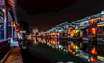 古镇夜景 灯火映照水乡美