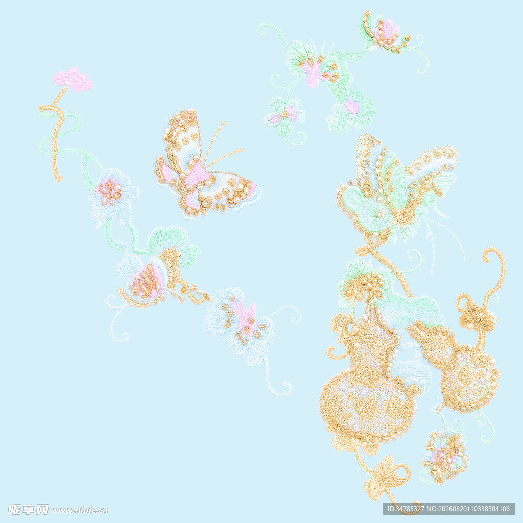 梦幻蝴蝶花卉图案设计