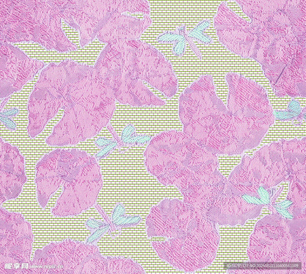 粉色花卉图案布料纹理