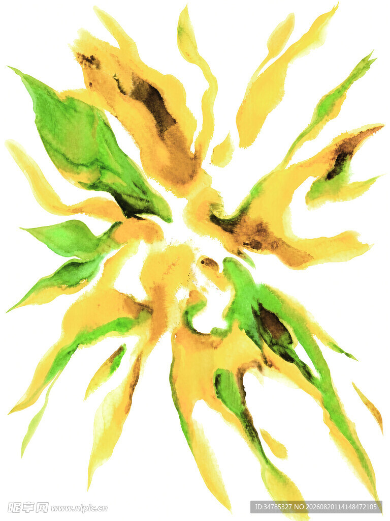 抽象向日葵水彩艺术画