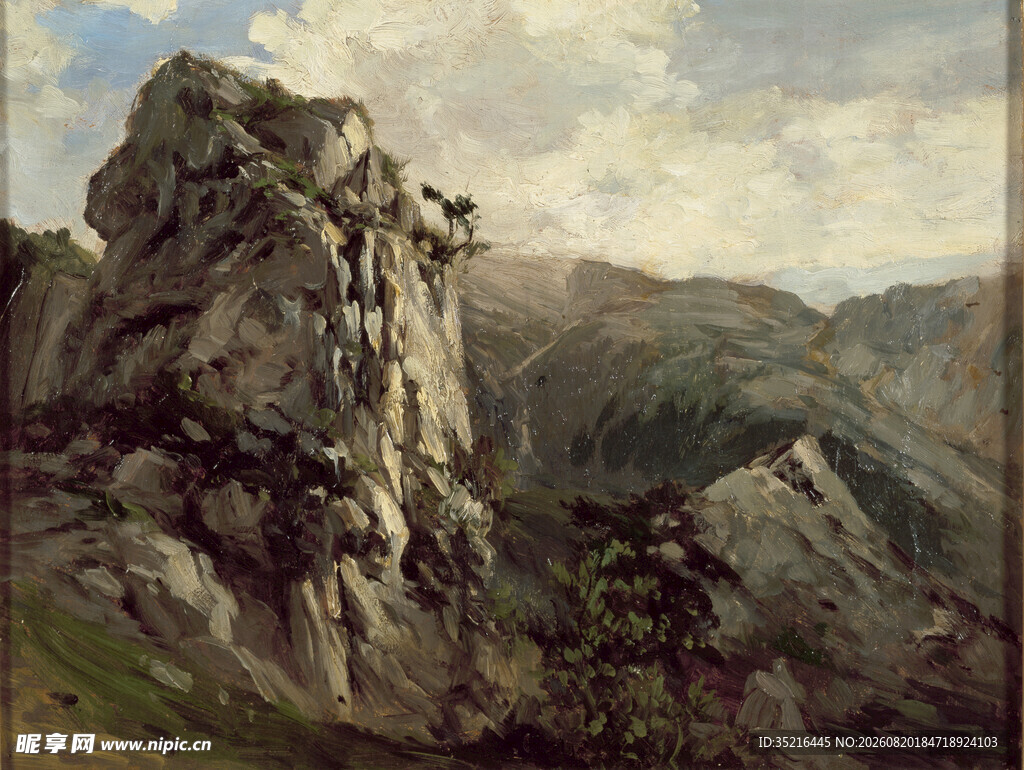 壮丽山景油画
