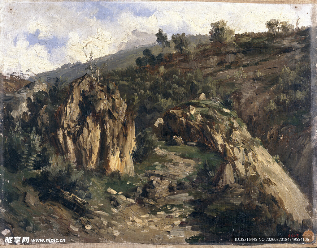 山间风景油画